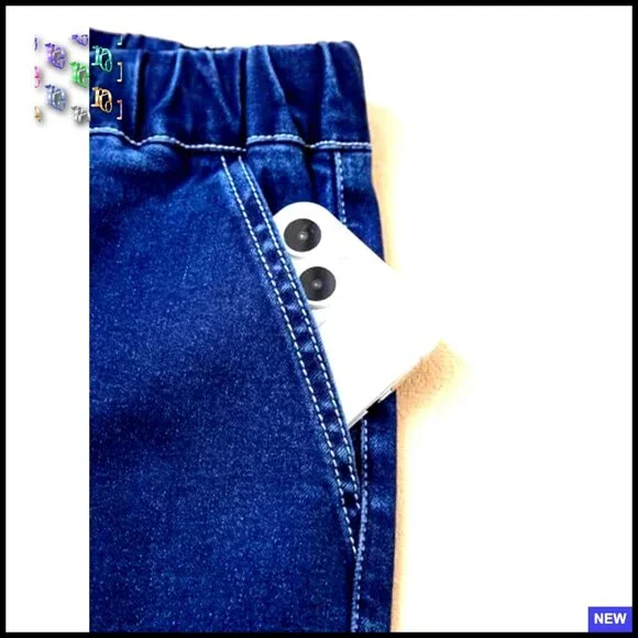 Wide Leg High Waisted Jeans Stretchy Straight Leg Drawstring Pull On Denim Pants